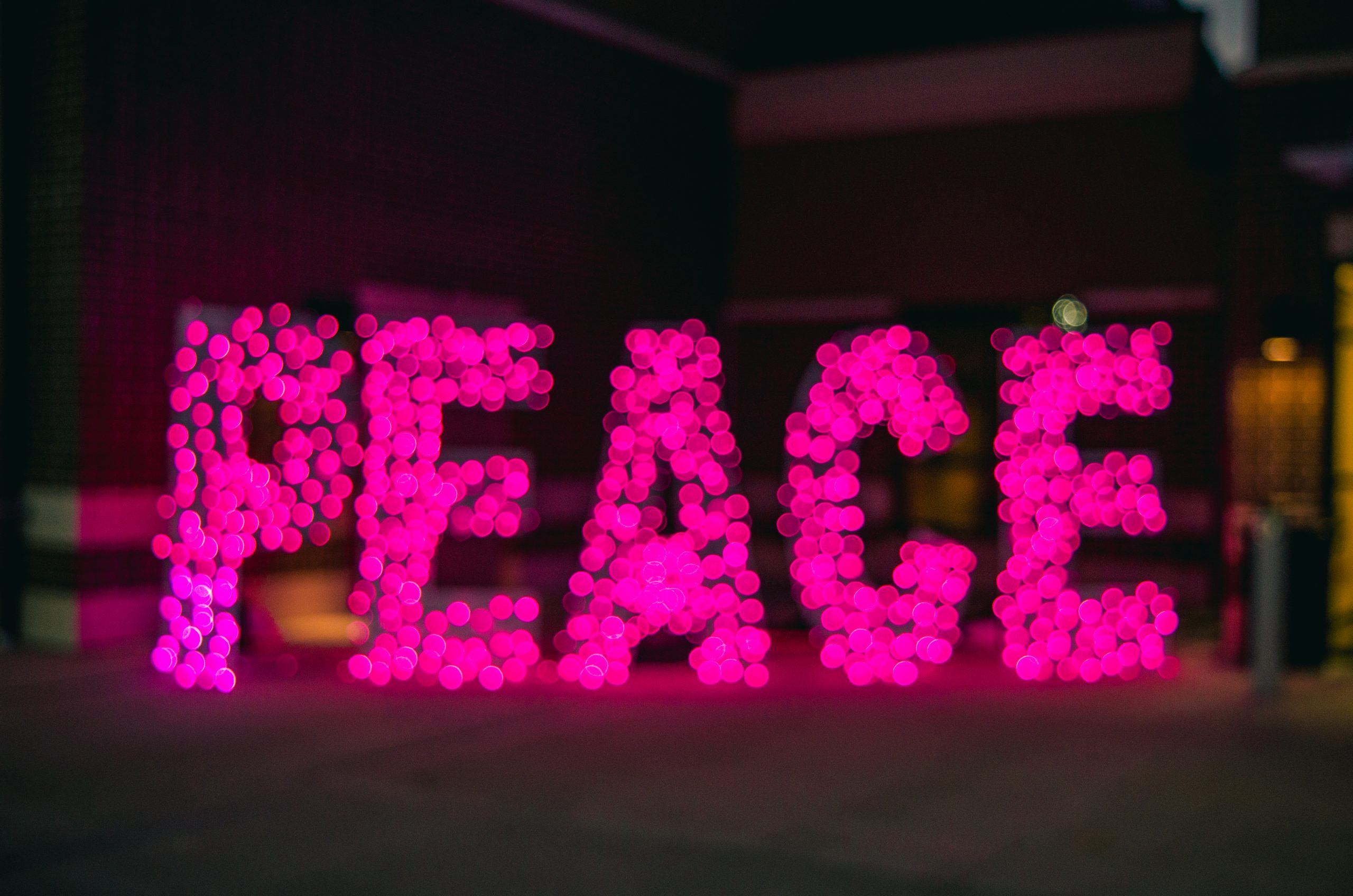 Pink peace light sign